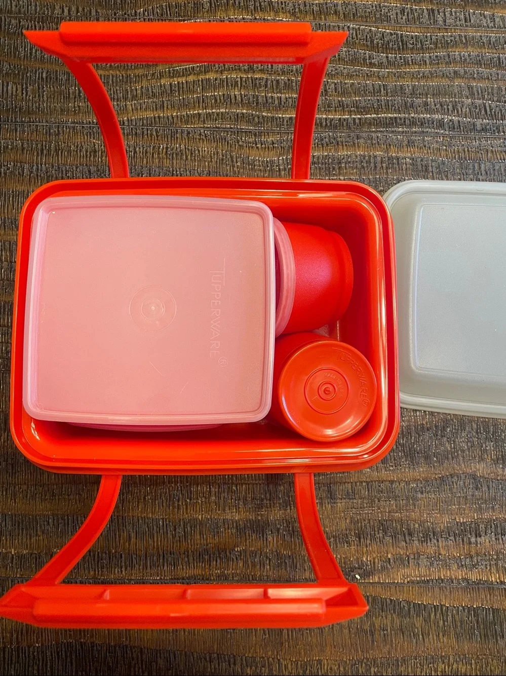 Vintage Tupperware Stackable Pink-Red Food Storage Containers Set